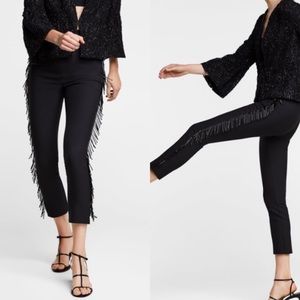 Zara dress pant with beaded tassel on the side.